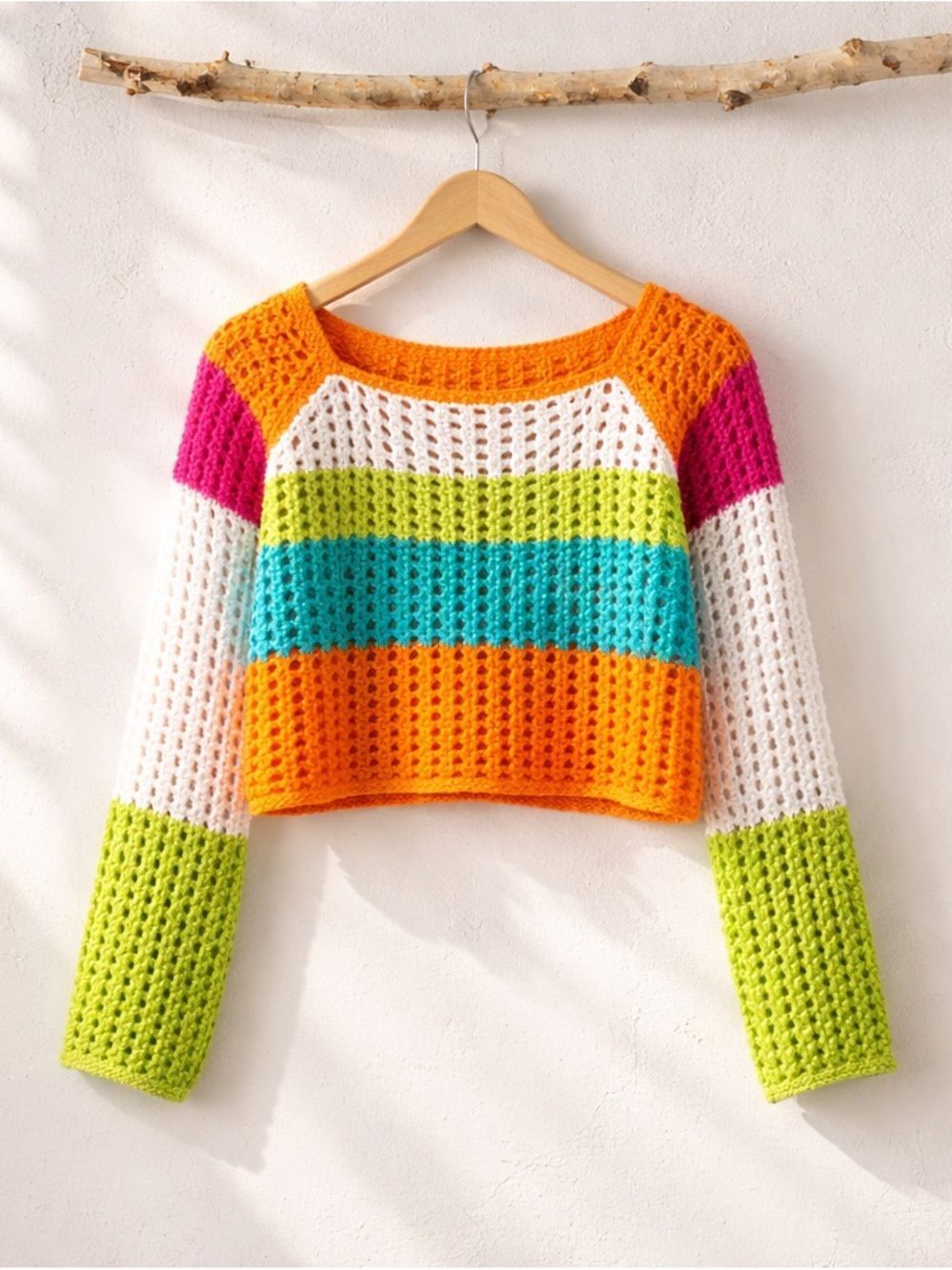 WILD FABLE Multicolor Crochet Cut out Crop Top SIZE SMALL - Picture 3 of 7